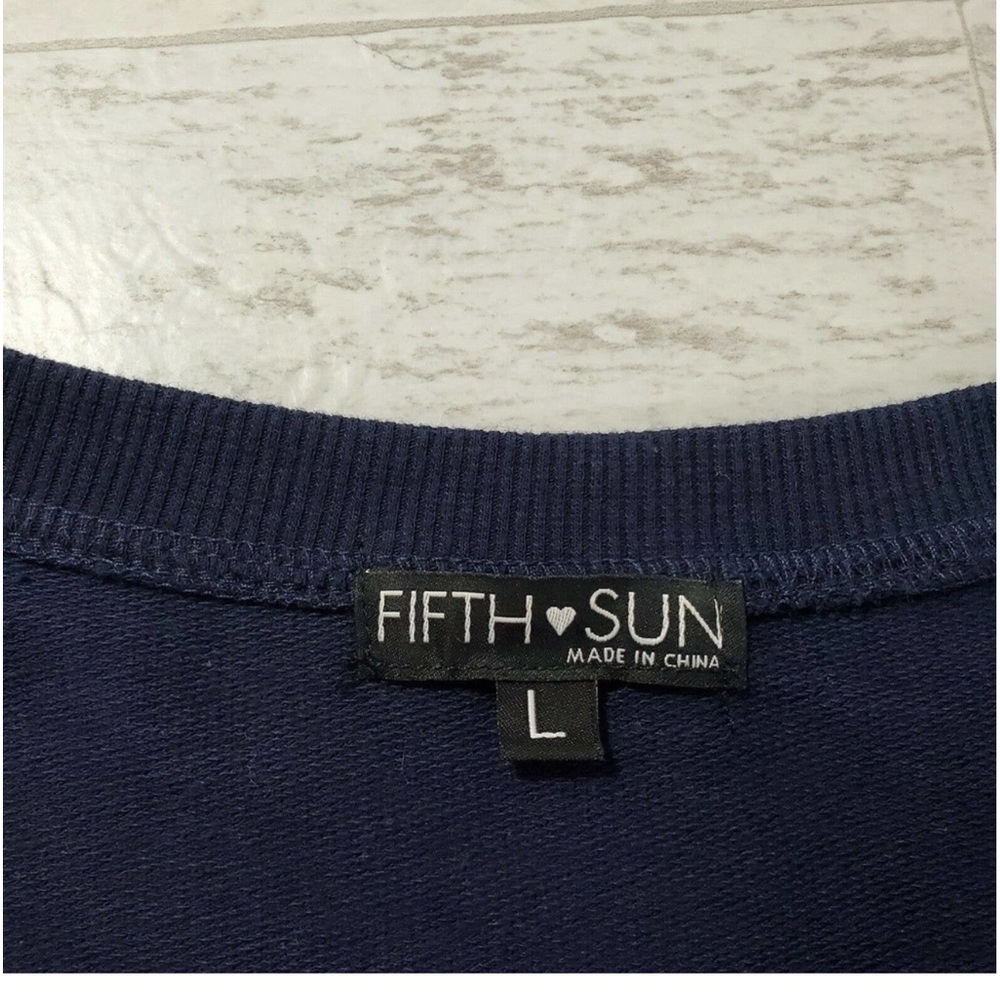 Fifth Sun Keep It Sassy Top L Large Blue White Spell Out Graphic Lace Up Sides - Picture 7 of 9
